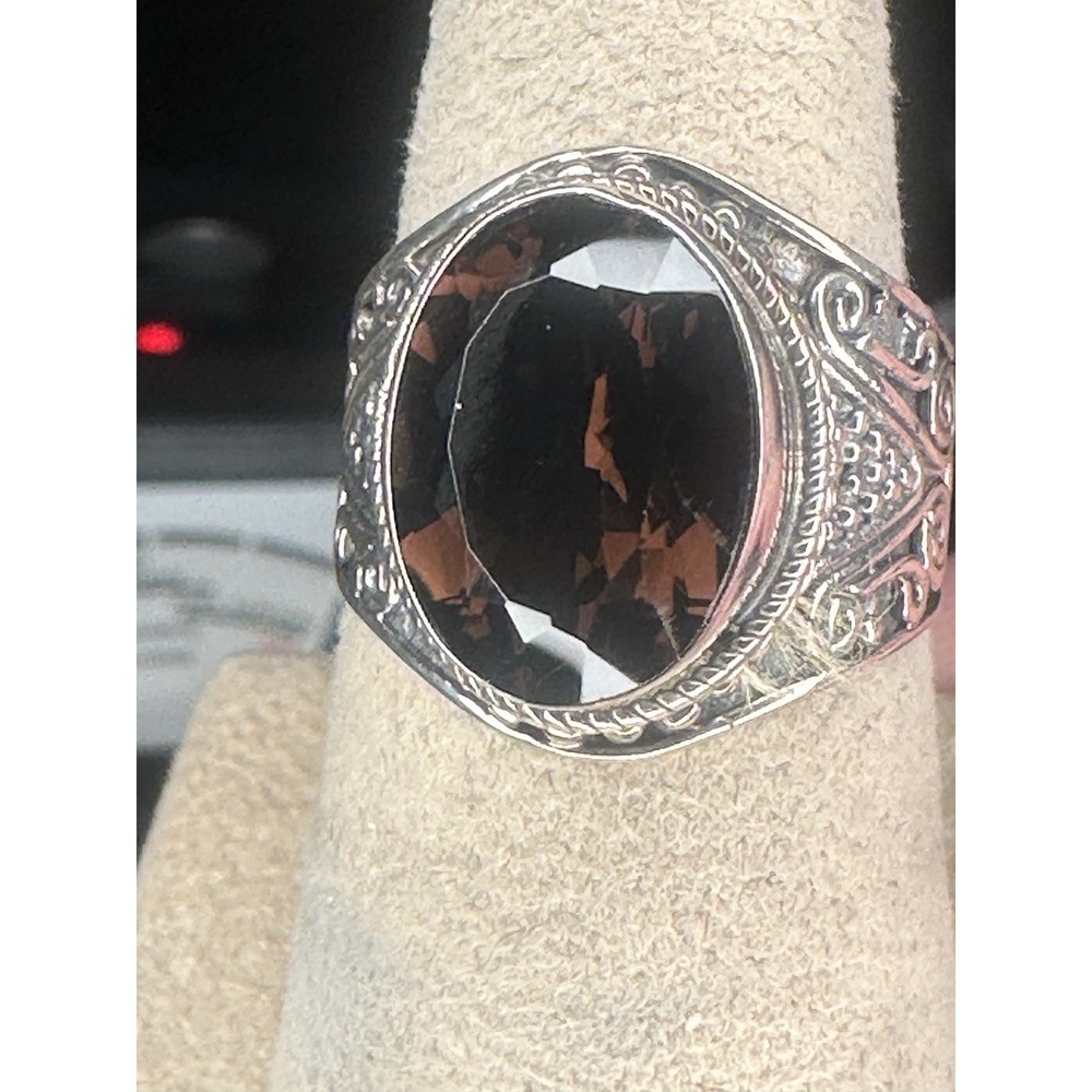 Elegant Silver and Smoky Quartz Ring